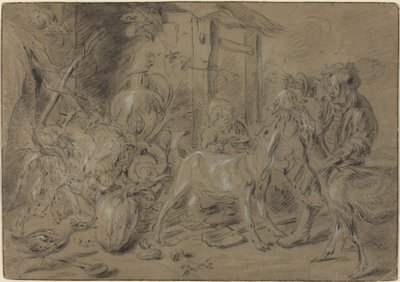 Still Life with Two Children Feeding Goats by Jan Fyt