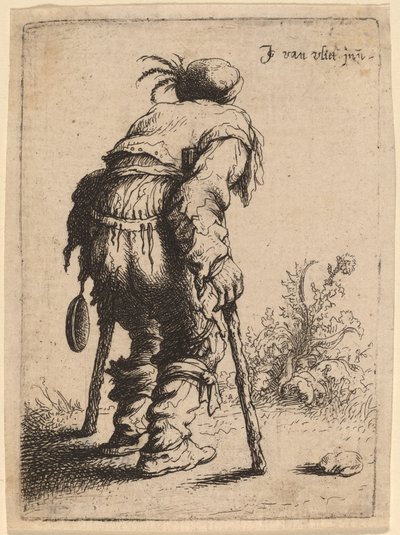 Beggar with Two Crutches by Jan Georg van Vliet
