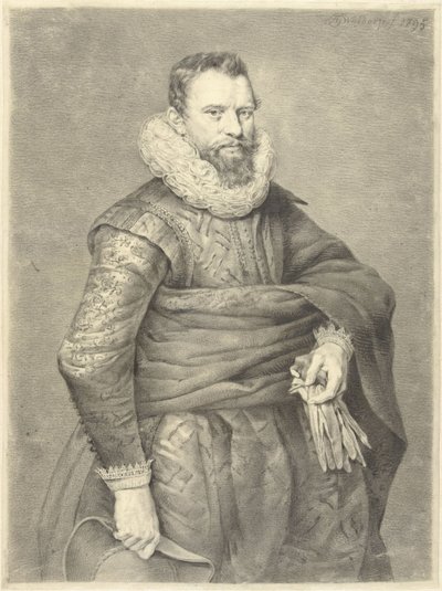 Portrait of a Man with Gloves and Hat in Hand, Facing Right by Jan Gerard Waldorp