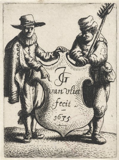 Elegant Man and a Chimney Sweep by a Coat of Arms by Jan Gillisz. van Vliet