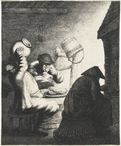 Figures Eating Pancakes in an Interior (Taste, The Five Senses) by Jan Gillisz. van Vliet