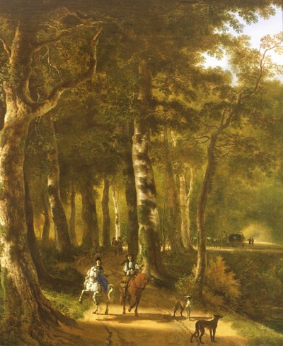 Travellers on a Path in a Wooded Landscape by Jan Hackaert