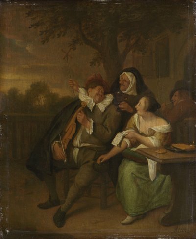 Man with a Fiddle in Bad Company by Jan Havicksz. Steen (copy after)