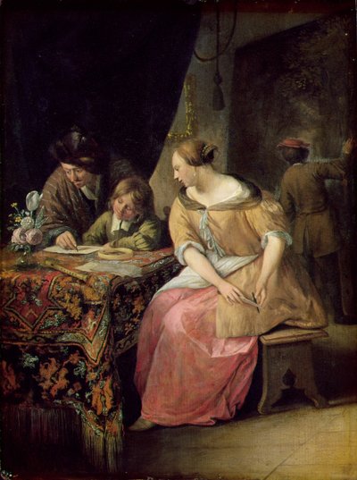 Interior with a Painter and his Family by Jan Havickszoon Steen