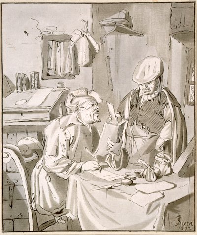 Two Men Discussing Money in an Office, 1672, copied by Cornelis Ploos van Amstel or Christian Josi by Jan Havickszoon Steen