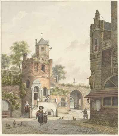 City Wall with a Tower and a Gate, Seen from Inside by Jan Hendrik Verheijen
