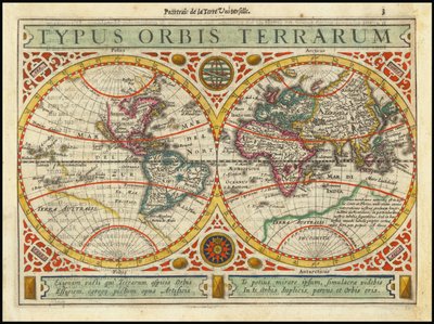 1628 Typus Orbis Terrarum by Jan Janssonius