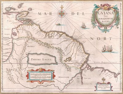 Map of the Guiana Region circa 1649 by Jan Janssonius