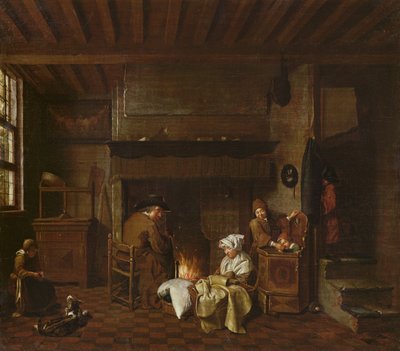 Interior Scene, Next to the Chimney by Jan Josef the Elder Horemans