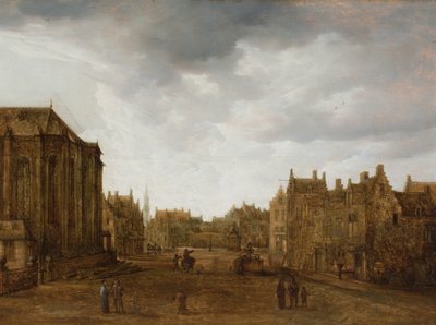 A View in a Dutch Town with Figures on a Road by Jan Josephsz van Goyen