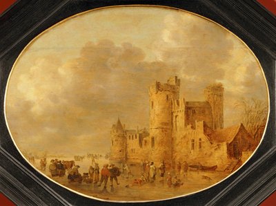 Skaters in Front of a Medieval Castle by Jan Josephsz van Goyen