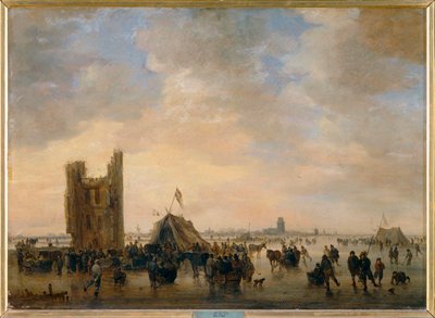 Skating Scene Near the Ruins of Huis te Merwede in Front of Dordrecht by Jan Josephsz van Goyen