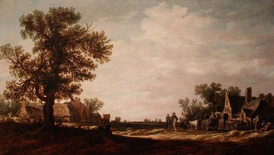 Village Scene with Horses and Carts by Jan Josephsz van Goyen
