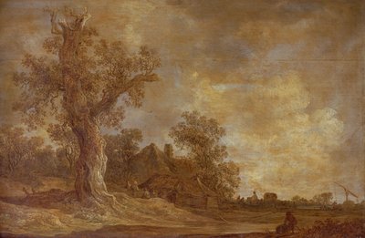 Wooded Landscape with Figures and Oak Tree by Jan Josephsz van Goyen