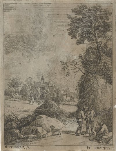 Landscape with Travelers and Two Shepherds by Jan Lauwryn Krafft (I)