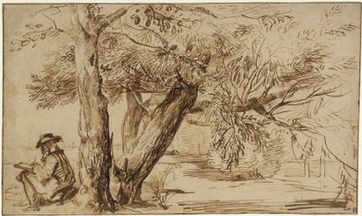 Landscape with a draughtsman at the edge of the forest by Jan Lievens
