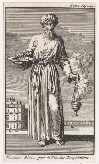 High Priest in White Liturgical Garments for the Day of Atonement by Jan Luyken