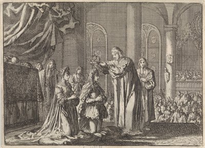 Coronation of William III and Mary II Stuart by the Archbishop of Canterbury, 1689 by Jan Luyken