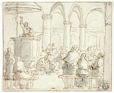 Man Preaching to Congregation by Jan Luyken