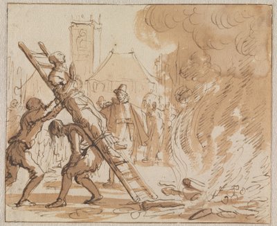 Execution of Anneken Heyndriks on Dam Square in Amsterdam in 1571 by Jan Luyken