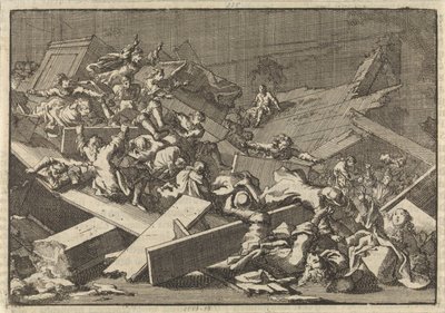 Floor of the House Church of the Imperial Envoy Count von Bercka Collapses, 1697 by Jan Luyken