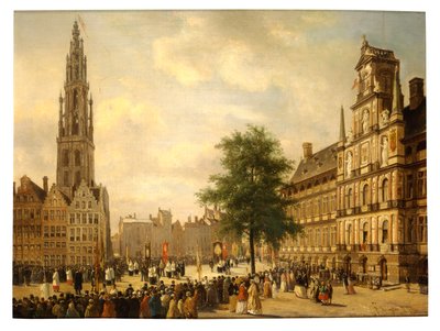 Procession on the Grand Place of Antwerp by Jan M. Ruyten