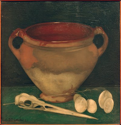Stoneware Pot with Heron