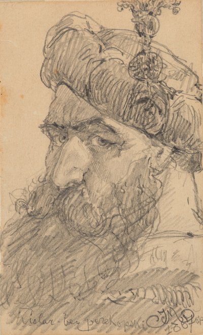Head of a bearded Man in a Hat, praying (detail) by Jan Matejko