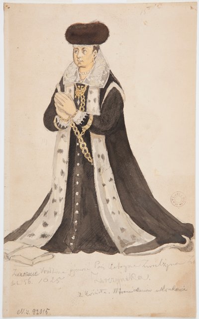 Costume Studies from the 17th Century - Katarzyna Zwielżyna Zarczyńska from the Franciscan Church by Jan Matejko