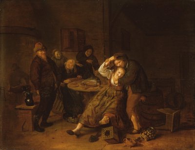 Tavern Interior with a Boor Carousing with a Wench by Jan Miense Molenaer