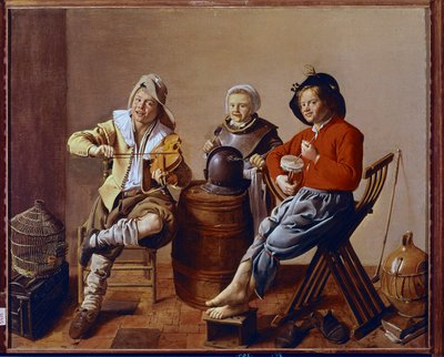 Two Boys and a Girl Making Music by Jan Miense Molenaer