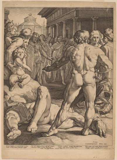 The Fight between Ulysses and Irus by Jan Muller, after Cornelis Cornelisz van Haarlem