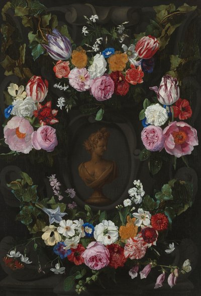 Cartouche Decorated with Swags and Sprays of Flowers by Jan Philip van Thielen