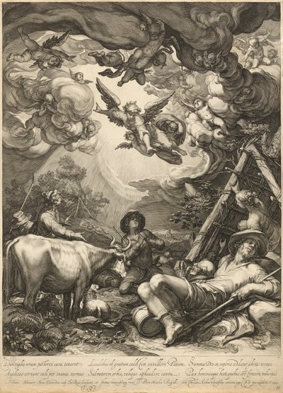 Annunciation to the Shepherds by Jan Pietersz Saenredam, after Abraham Bloemaert