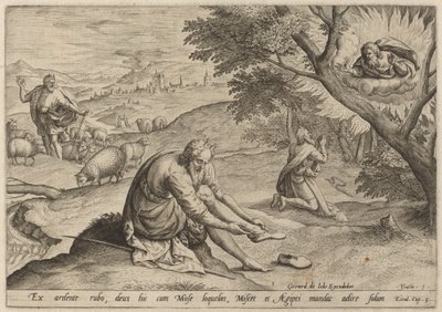 God Appearing to Moses by Jan Sadeler I, after Maarten van Cleef