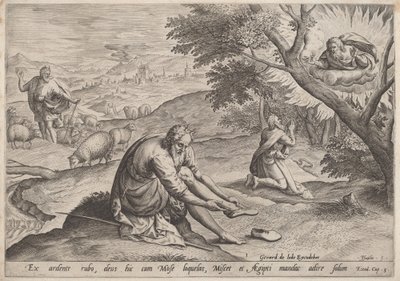God Appearing to Moses by Jan Sadeler I, after Maarten van Cleef