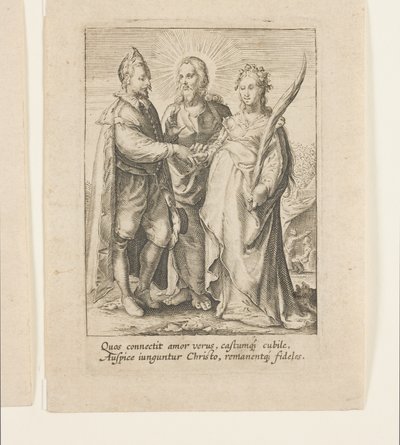A Marriage Founded Solely on Pure and Chaste Love, Which is Blessed by Christ (engraving) by Jan Saenredam