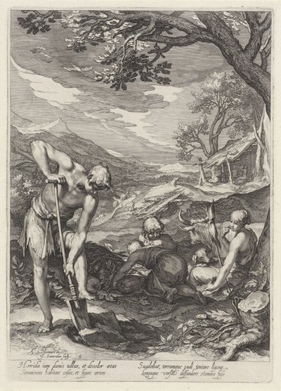 Adam and Eve Working Outside the Earthly Paradise by Jan Saenredam