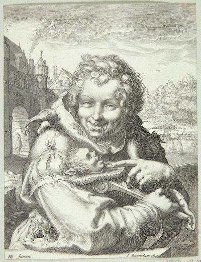 Laughing Jester with a Marotte by Jan Saenredam
