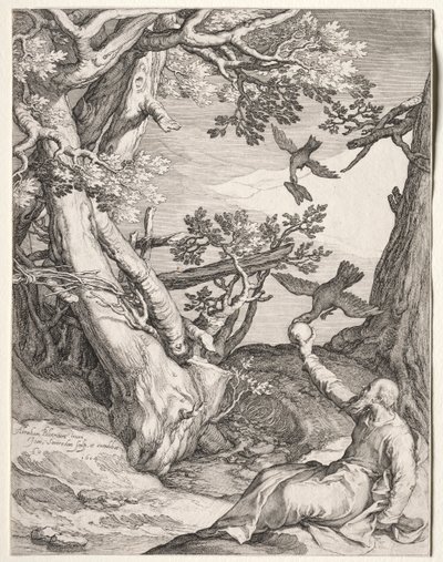 Elijah in the Wilderness Fed by Ravens by Jan Saenredam