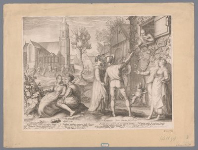 Young couples having fun and dancing, 1596 by Jan Saenredam