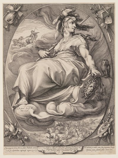 Pallas Athena, from Three Goddesses Seated in the Clouds by Jan Saenredam