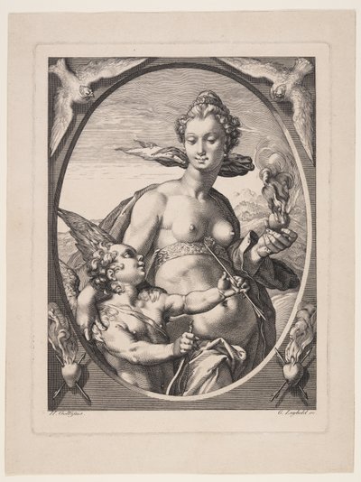 Venus and Amor, from Three Pagan Gods or Goddesses by Jan Saenredam