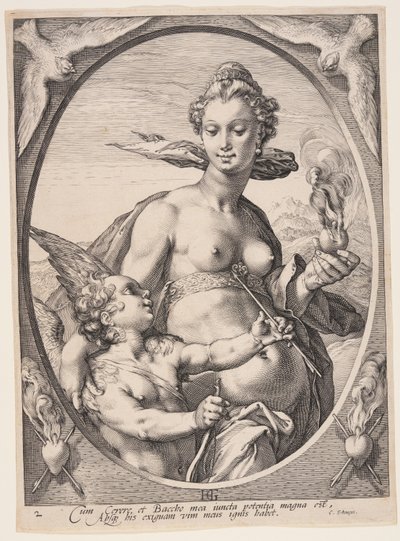 Venus and Amor, from Three Pagan Gods or Goddesses by Jan Saenredam
