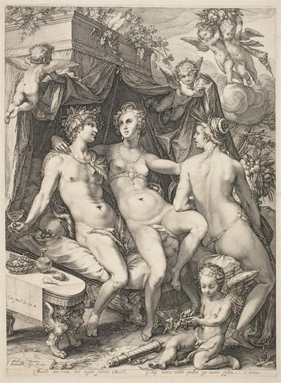 Venus on a Couch between Bacchus and Ceres by Jan Saenredam