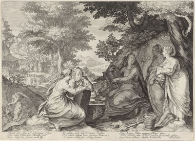 Five Wise Virgins in a Landscape with the Preaching of John the Baptist by Jan Saenredam