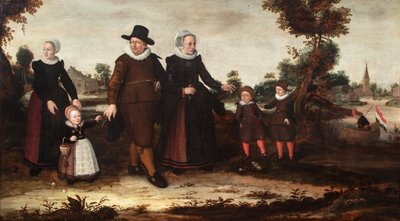 A Group Portrait of Jan Siewertz Kolm, his Wife Fijtge Lindemans, their Children Anna Jansdr., Siewert Jansz., and Hans Jansz. with a Maidservant by Jan Siewertz Kolm
