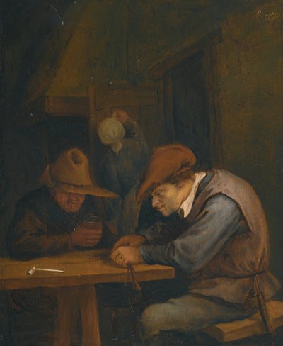Peasants Drinking and Cutting Tobacco in an Inn by Jan Steen