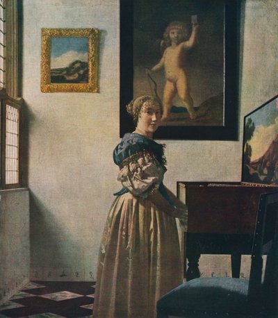 A Young Woman Standing at a Virginal by Jan Vermeer van Delft