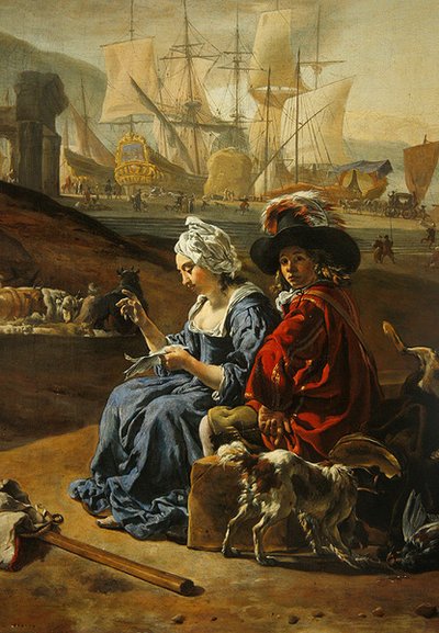 Italian Seaport (detail) by Jan Baptist Weenix